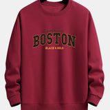 Velira Sweatshirts vyno raudona / S Boston Print Relax Fit Palaidinė