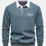 Velira Sweatshirts žalia mėlyna / S Sloganas Spausdintas Kontrasto Polo Apykaklės Megztinis