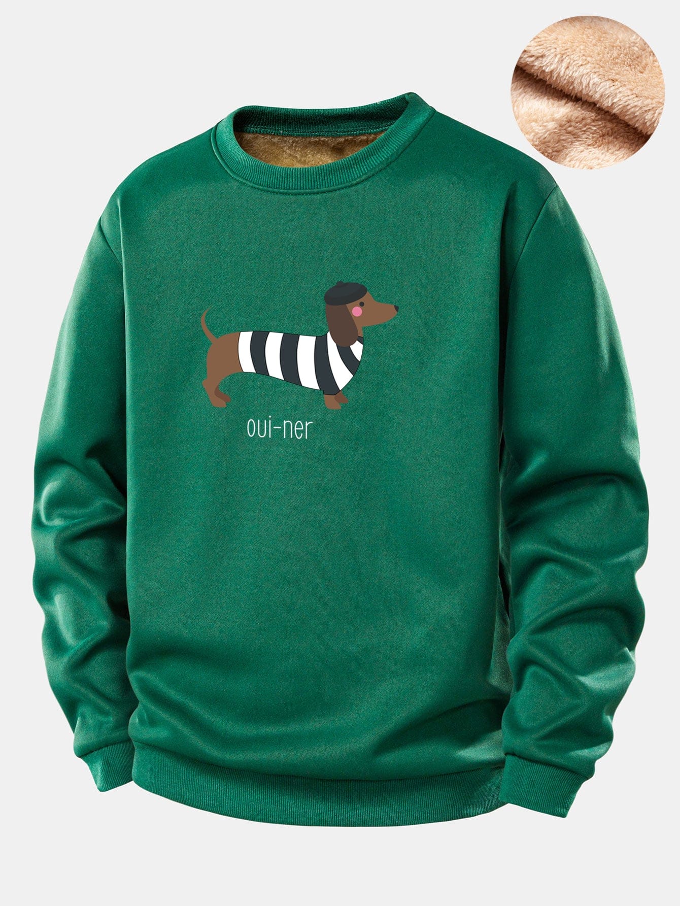 Velira Sweatshirts Žalia / S Prancūziško takso rašto Teddy fliso pamušalu megztinis