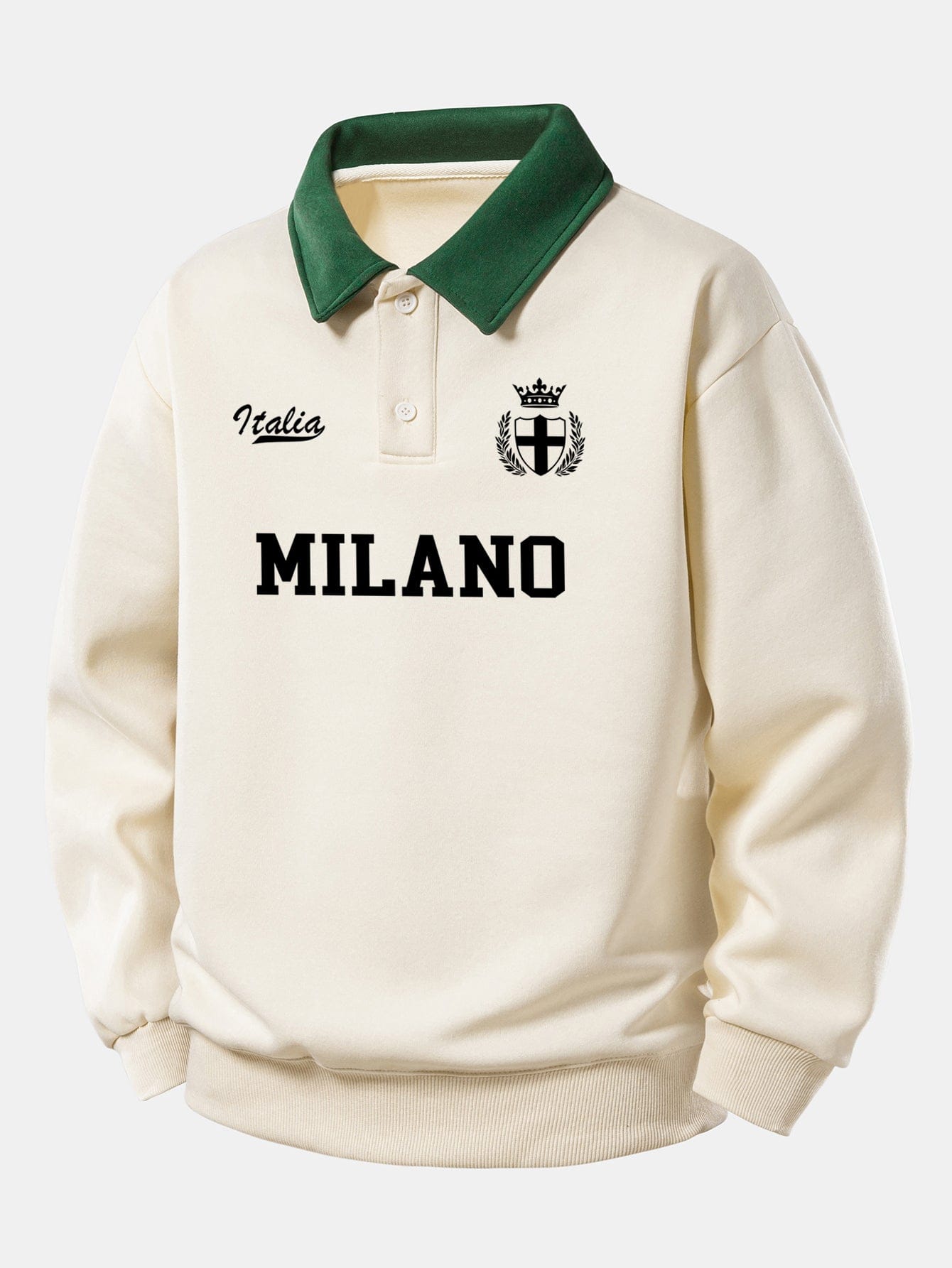 Velira Sweatshirts Žalia / XS Atsipalaidavęs Milano Spaudos Kontrastinis Polo Džemperis