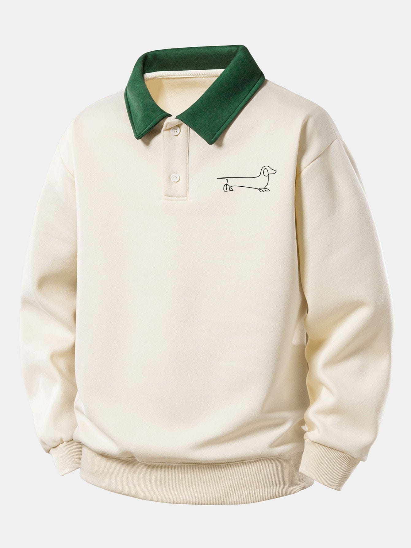 Velira Sweatshirts Žalia / XS Atsipalaidavęs Pritaikymas Šunų Spausdinimo Kontrasto Polo Megztinis