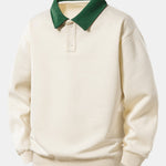 Velira Sweatshirts žalia / XS Relaksuotas Fit Kontrasto Polo Džemperis