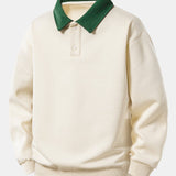 Velira Sweatshirts žalia / XS Relaksuotas Fit Kontrasto Polo Džemperis