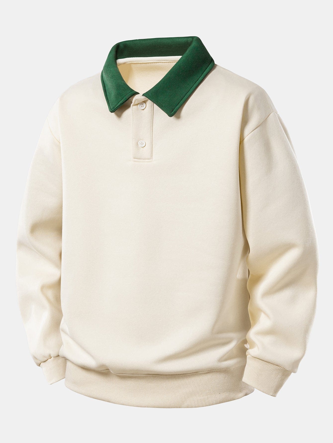 Velira Sweatshirts žalia / XS Relaksuotas Fit Kontrasto Polo Džemperis