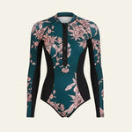 Velira Swim & Resort Wear Tamsiai Žalia / S Isla Zip-Front Ilgomis Rankovėmis Vieno Vnt Maudymosi Kostiumėlis