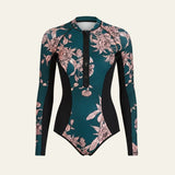 Velira Swim & Resort Wear Tamsiai Žalia / S Isla Zip-Front Ilgomis Rankovėmis Vieno Vnt Maudymosi Kostiumėlis