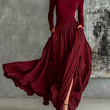 Velira Tamsiai raudona / S Eva™ | Elegantiškas komplektas su plisuota sijonu