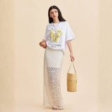 Velira Trousers & Bottoms Women Amalfi gėlių nėrinių maksi sijonas