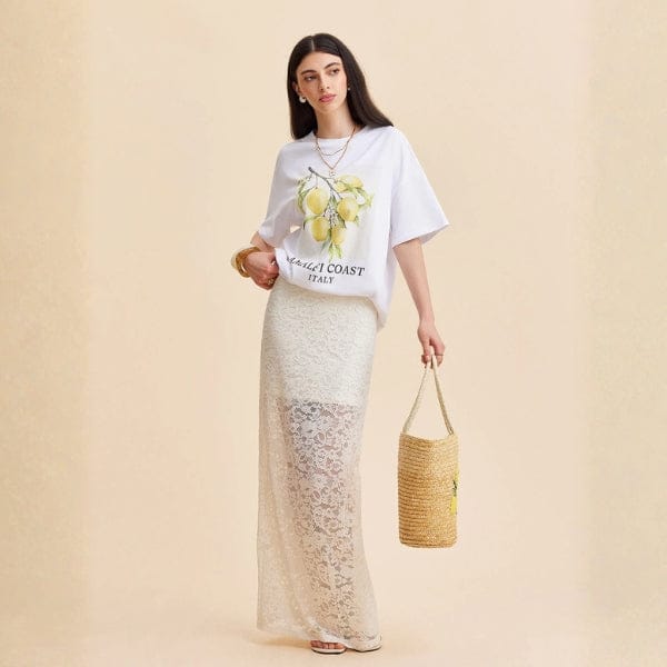 Velira Trousers & Bottoms Women Amalfi gėlių nėrinių maksi sijonas