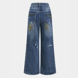 Velira Trousers & Bottoms Women Arden dažais išmarginti plačios kojos džinsai