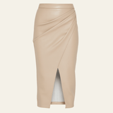 Velira Trousers & Bottoms Women Bežinė / S Vienos odos midi sijonas