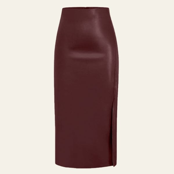 Velira Trousers & Bottoms Women Bordo / S Monako odinė midi sijonas su šoniniu įpjovimu