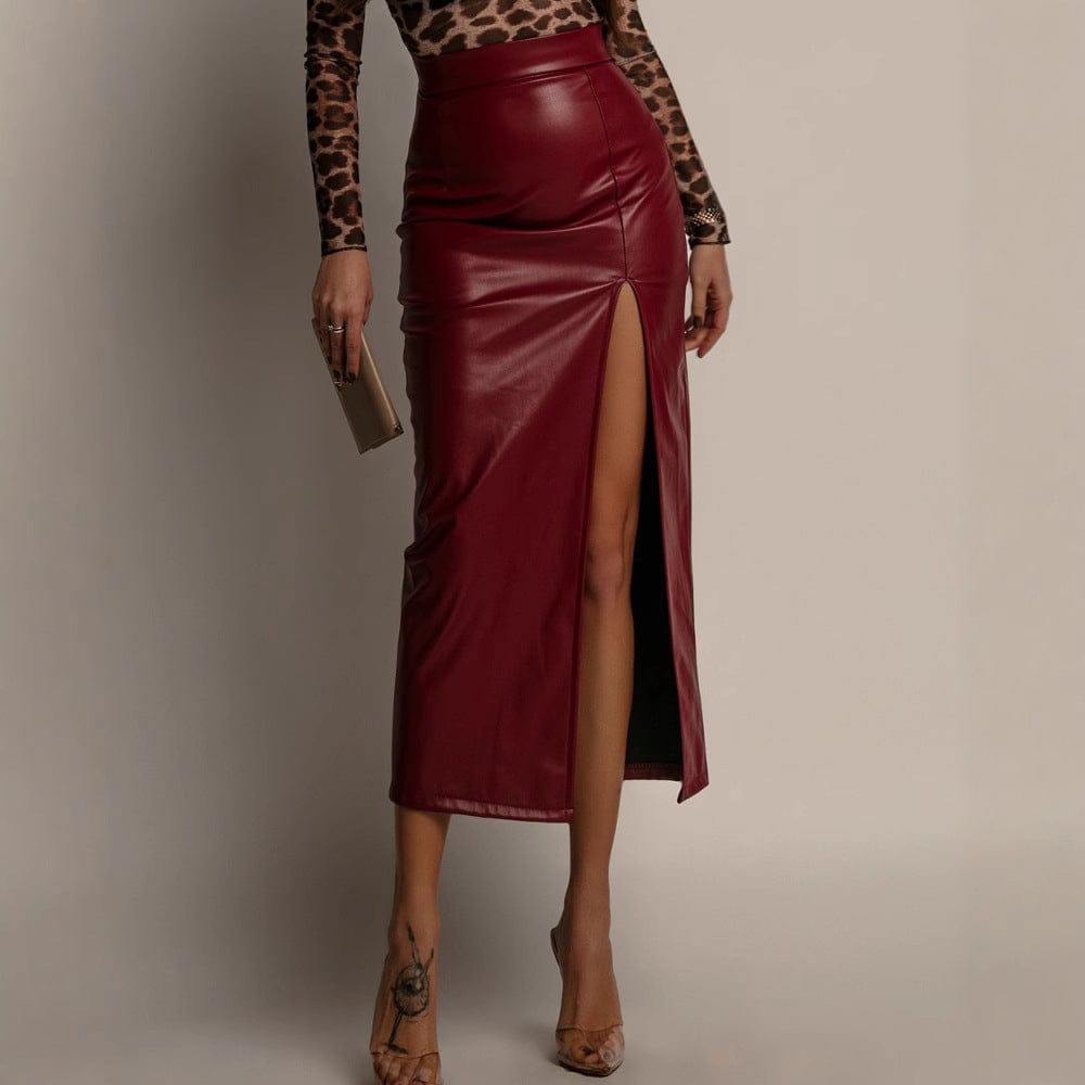 Velira Trousers & Bottoms Women Bordo / S Veronos odinė midi sijonas su priekine skyle
