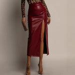 Velira Trousers & Bottoms Women Bordo / S Veronos odinė midi sijonas su priekine skyle
