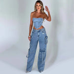 Velira Trousers & Bottoms Women Brooklyn džinsiniai cargo kelnės