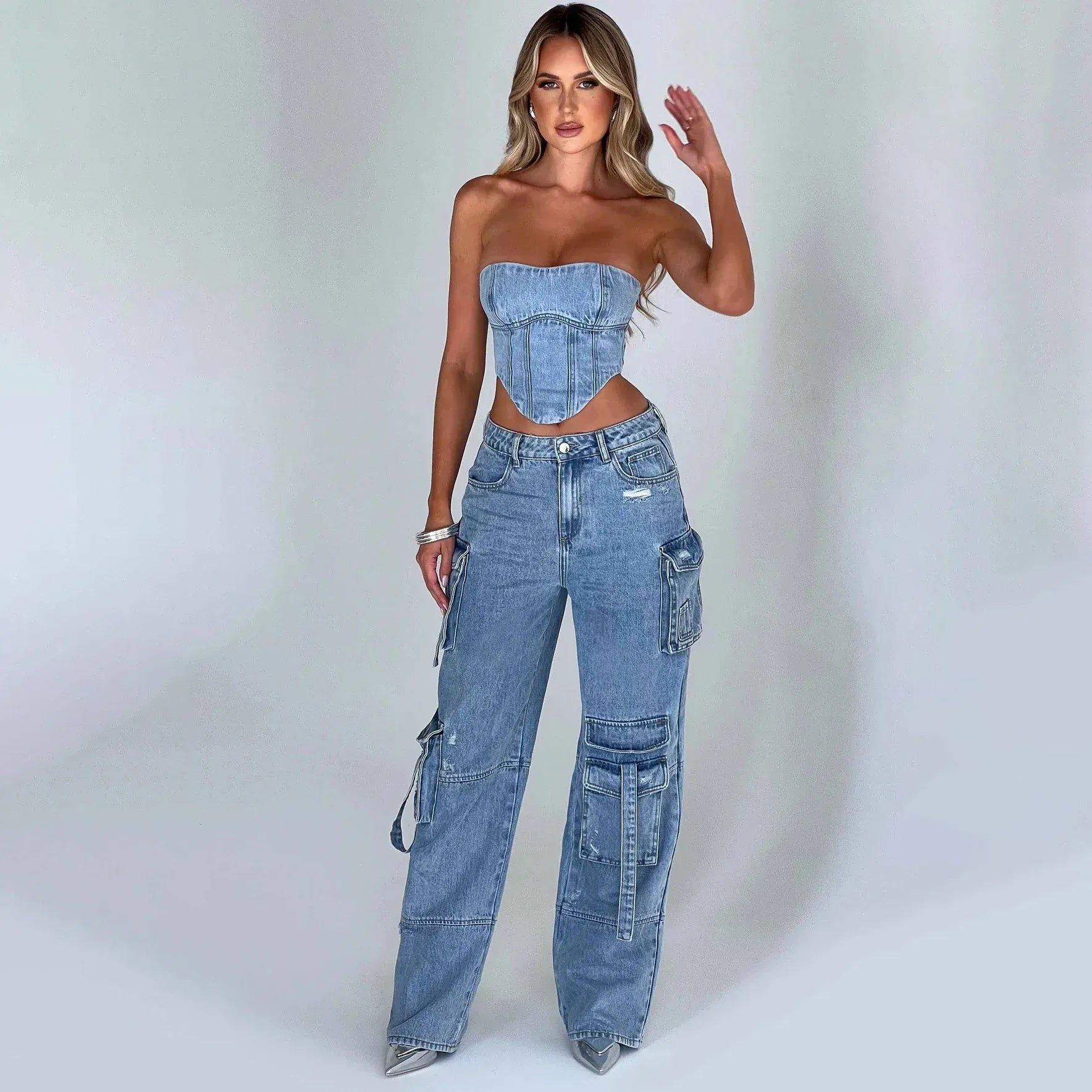 Velira Trousers & Bottoms Women Brooklyn džinsiniai cargo kelnės