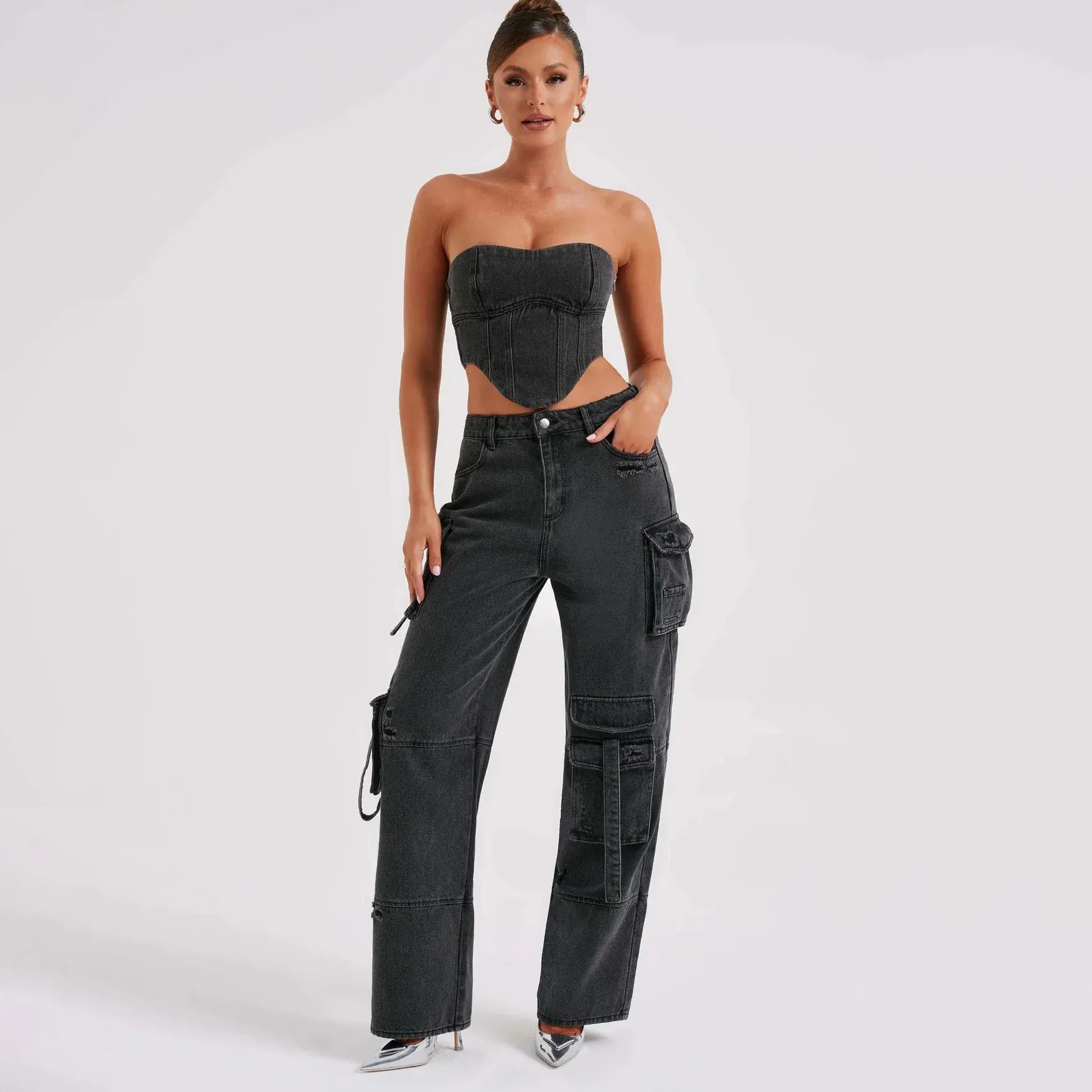 Velira Trousers & Bottoms Women Brooklyn džinsiniai cargo kelnės