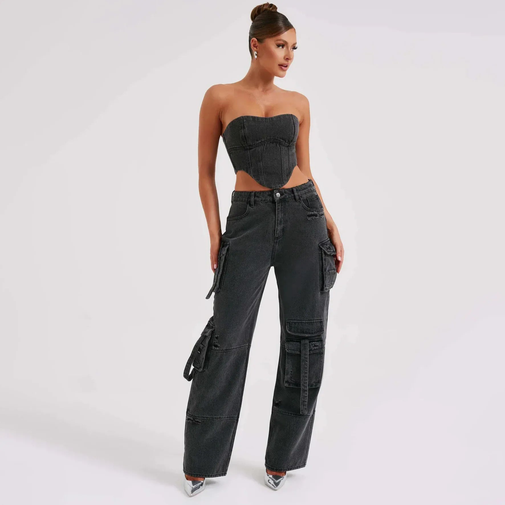 Velira Trousers & Bottoms Women Brooklyn džinsiniai cargo kelnės