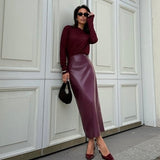 Velira Trousers & Bottoms Women Burgundiška / S Oslo odinė midi sijonas