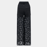 Velira Trousers & Bottoms Women Evanijos džinsai su nėrinių detalėmis, aukštu liemeniu