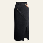 Velira Trousers & Bottoms Women Juoda / S Ardia Wrap-Slit Midi Sijonas