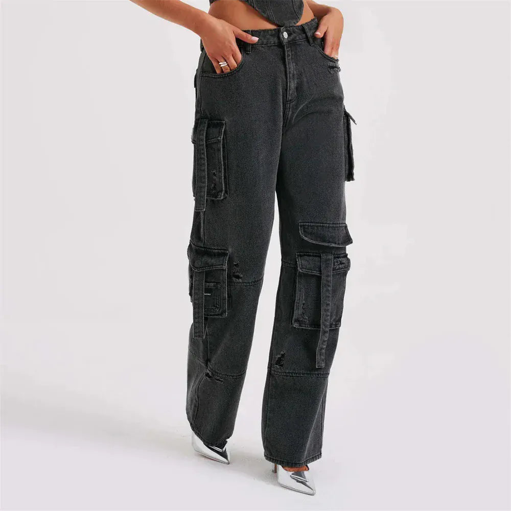Velira Trousers & Bottoms Women Juoda / S Brooklyn džinsiniai cargo kelnės