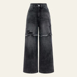 Velira Trousers & Bottoms Women Juoda / S Milano Pažeistos Plačios Kojos Džinsai