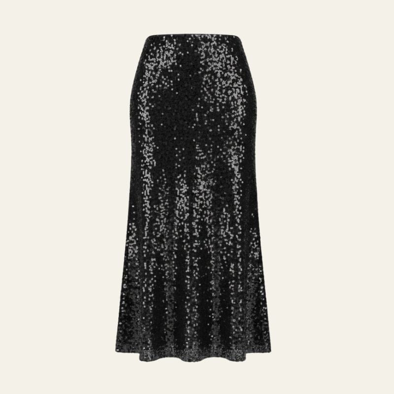 Velira Trousers & Bottoms Women Juoda / S Monako Blizgučių Maxi Sijonas