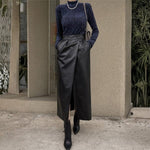 Velira Trousers & Bottoms Women Juoda / S Monako Wrap-Front Oda Midi Sijonas