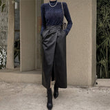 Velira Trousers & Bottoms Women Juoda / S Monako Wrap-Front Oda Midi Sijonas