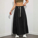 Velira Trousers & Bottoms Women Juoda / S Pakrantės Džinsinis Maxi Sijonas su Kordelėmis