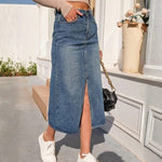 Velira Trousers & Bottoms Women Krantinės Priekinio Skaldymo Džinsinė Sijonas