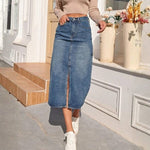 Velira Trousers & Bottoms Women Krantinės Priekinio Skaldymo Džinsinė Sijonas