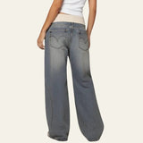 Velira Trousers & Bottoms Women Kyoto kreivų siūlių plačios kojų džinsai