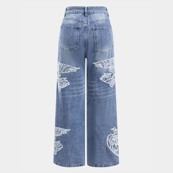 Velira Trousers & Bottoms Women Liora Siuvinėti Plati Kojų Džinsai