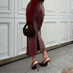 Velira Trousers & Bottoms Women Marlowe Blizgi Midi Sijonas su Įpjova