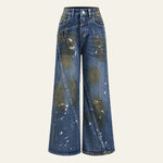 Velira Trousers & Bottoms Women Mėlyna / S Arden dažais išmarginti plačios kojos džinsai