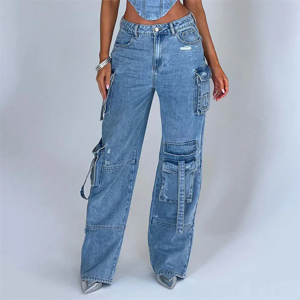 Velira Trousers & Bottoms Women Mėlyna / S Brooklyn džinsiniai cargo kelnės