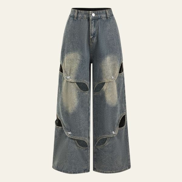 Velira Trousers & Bottoms Women Mėlyna / S Noira iškirptos plačios kojų džinsai