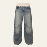Velira Trousers & Bottoms Women Mėlyna / XS Kyoto kreivų siūlių plačios kojų džinsai