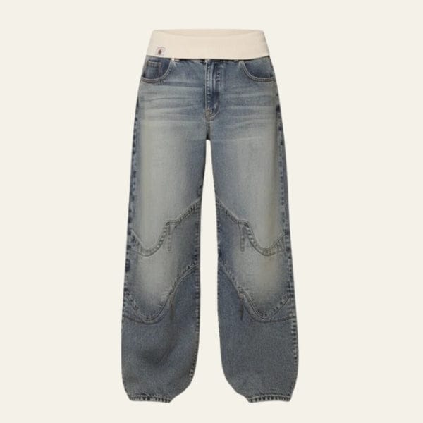 Velira Trousers & Bottoms Women Mėlyna / XS Kyoto kreivų siūlių plačios kojų džinsai