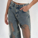 Velira Trousers & Bottoms Women Milan Mesh-Panel Aukšto Liemens Džinsai