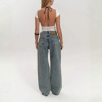 Velira Trousers & Bottoms Women Milan Mesh-Panel Aukšto Liemens Džinsai