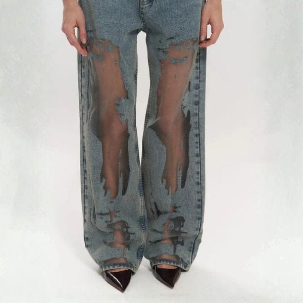 Velira Trousers & Bottoms Women Milan Mesh-Panel Aukšto Liemens Džinsai