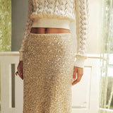 Velira Trousers & Bottoms Women Monako Blizgučių Maxi Sijonas
