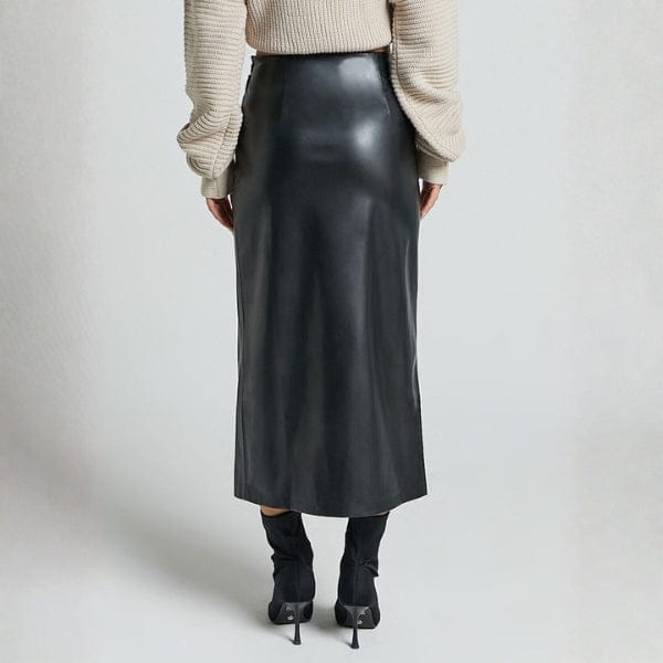 Velira Trousers & Bottoms Women Monako odinė midi sijonas su šoniniu įpjovimu