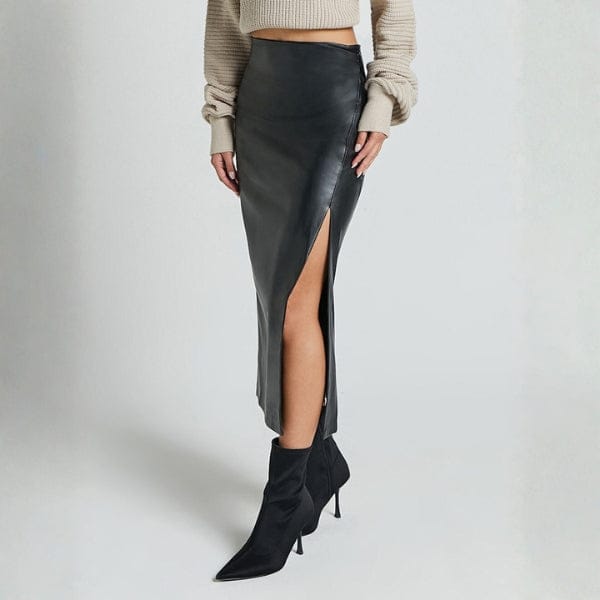 Velira Trousers & Bottoms Women Monako odinė midi sijonas su šoniniu įpjovimu