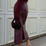 Velira Trousers & Bottoms Women Oslo odinė midi sijonas