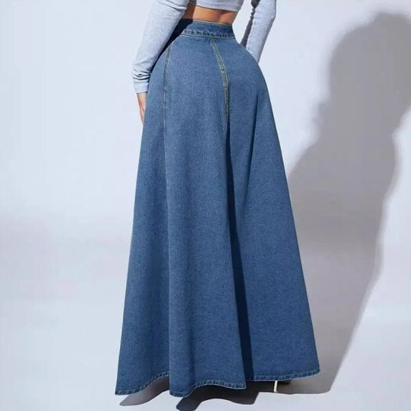 Velira Trousers & Bottoms Women Pakrantės mygtukų priekyje džinsinė maksi sijonas