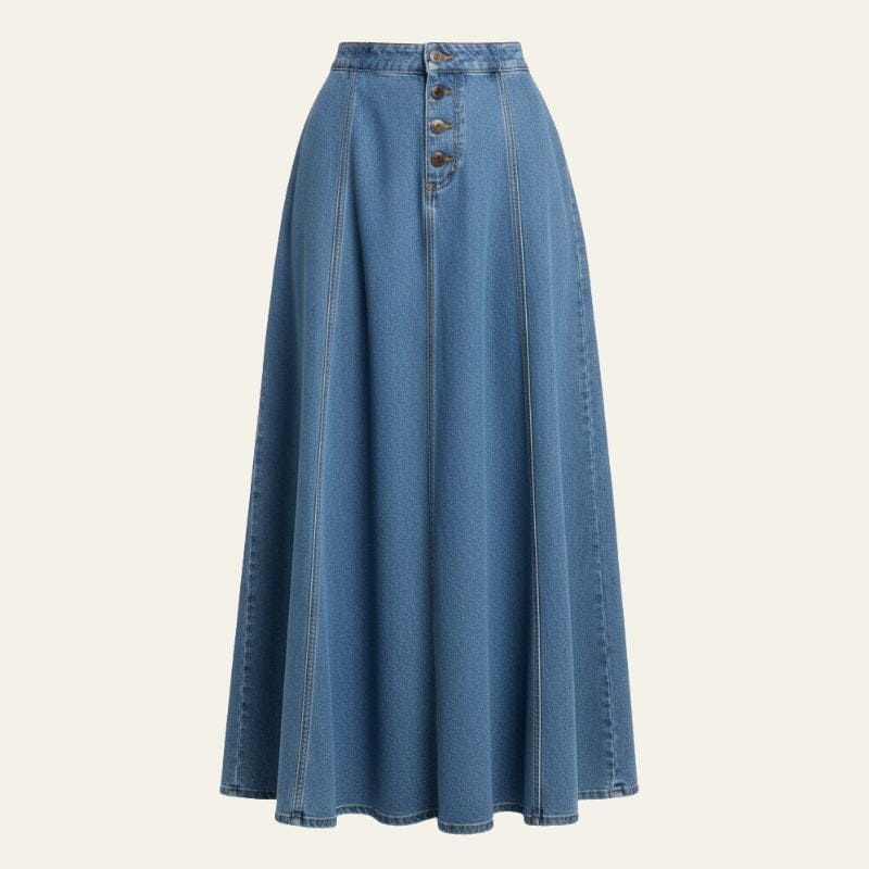 Velira Trousers & Bottoms Women Pakrantės mygtukų priekyje džinsinė maksi sijonas